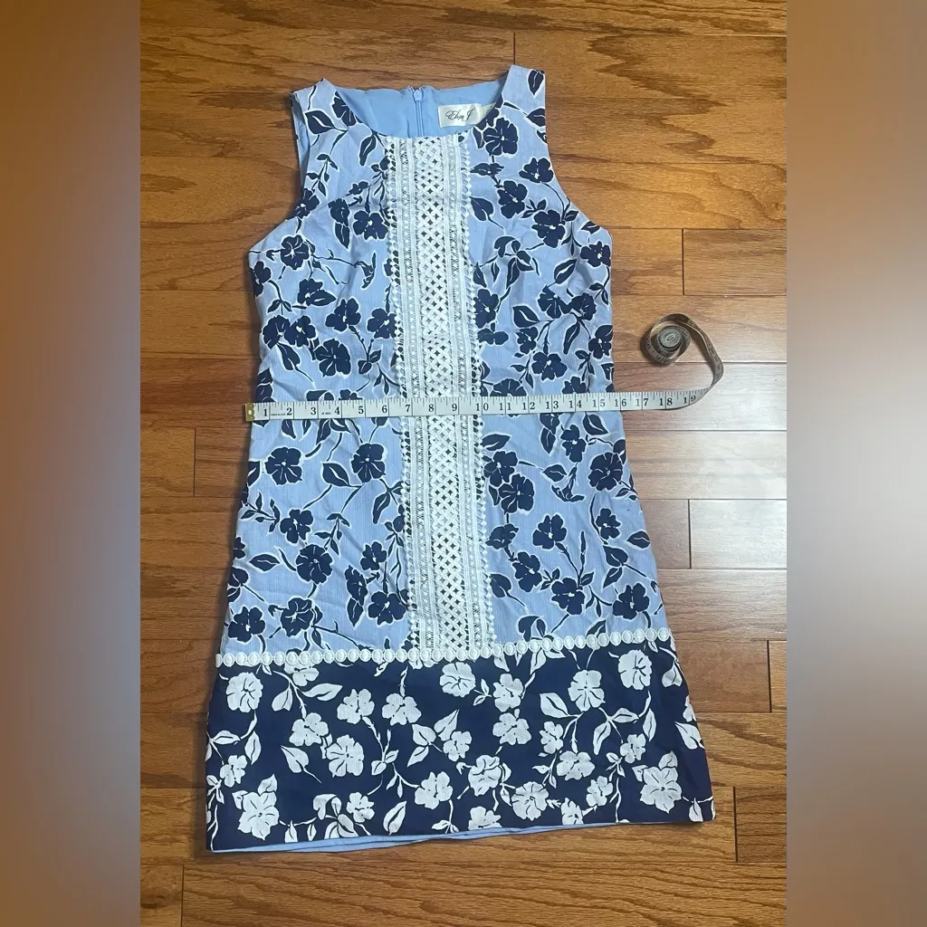 Eliza J- Preppy Blue and White Floral Dress Size 4 - Image 6