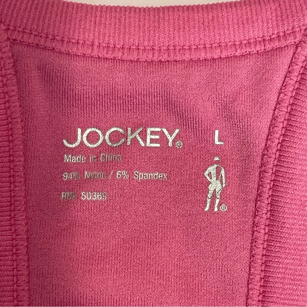 Jockey Pink Ribbed Sports Bra Size L Racerback Stretch Comfort Activewear Size L - Image 3