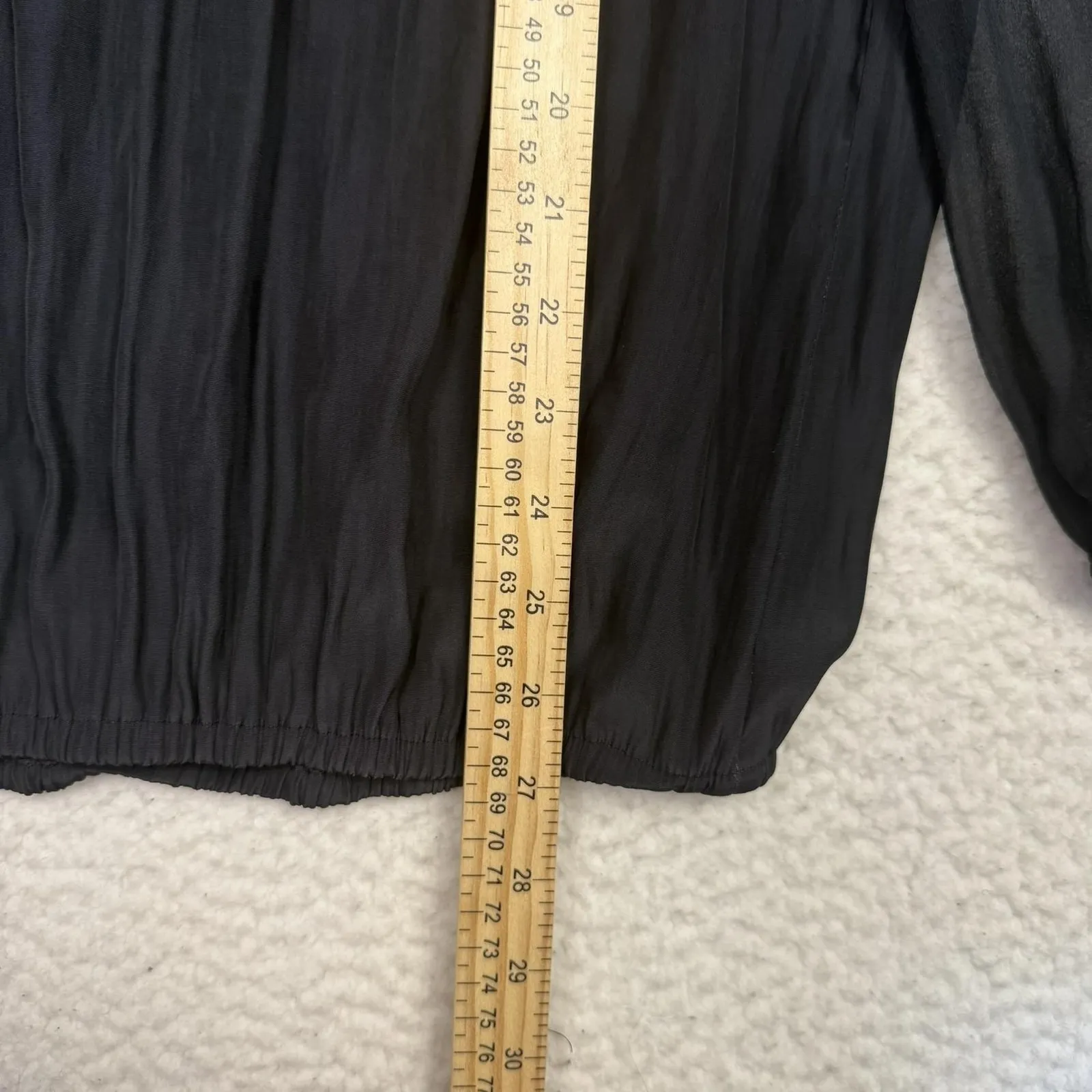 Ramy Brook Ginger Top Womens Large Pleated Sheer Long Sleeve Silk Detail Blouse - Image 5