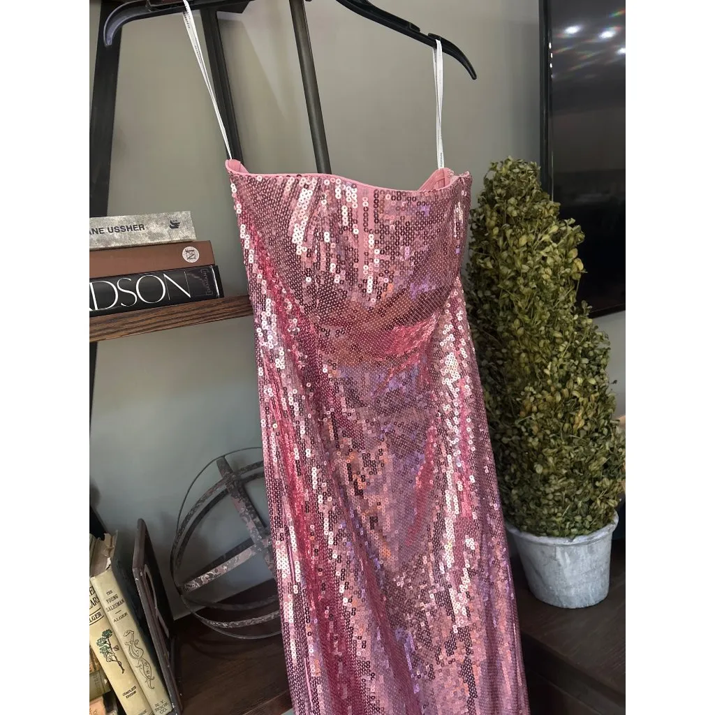 retrofete Ember Sequin Strapless Maxi Dress Pink Womens Size XS - Image 8