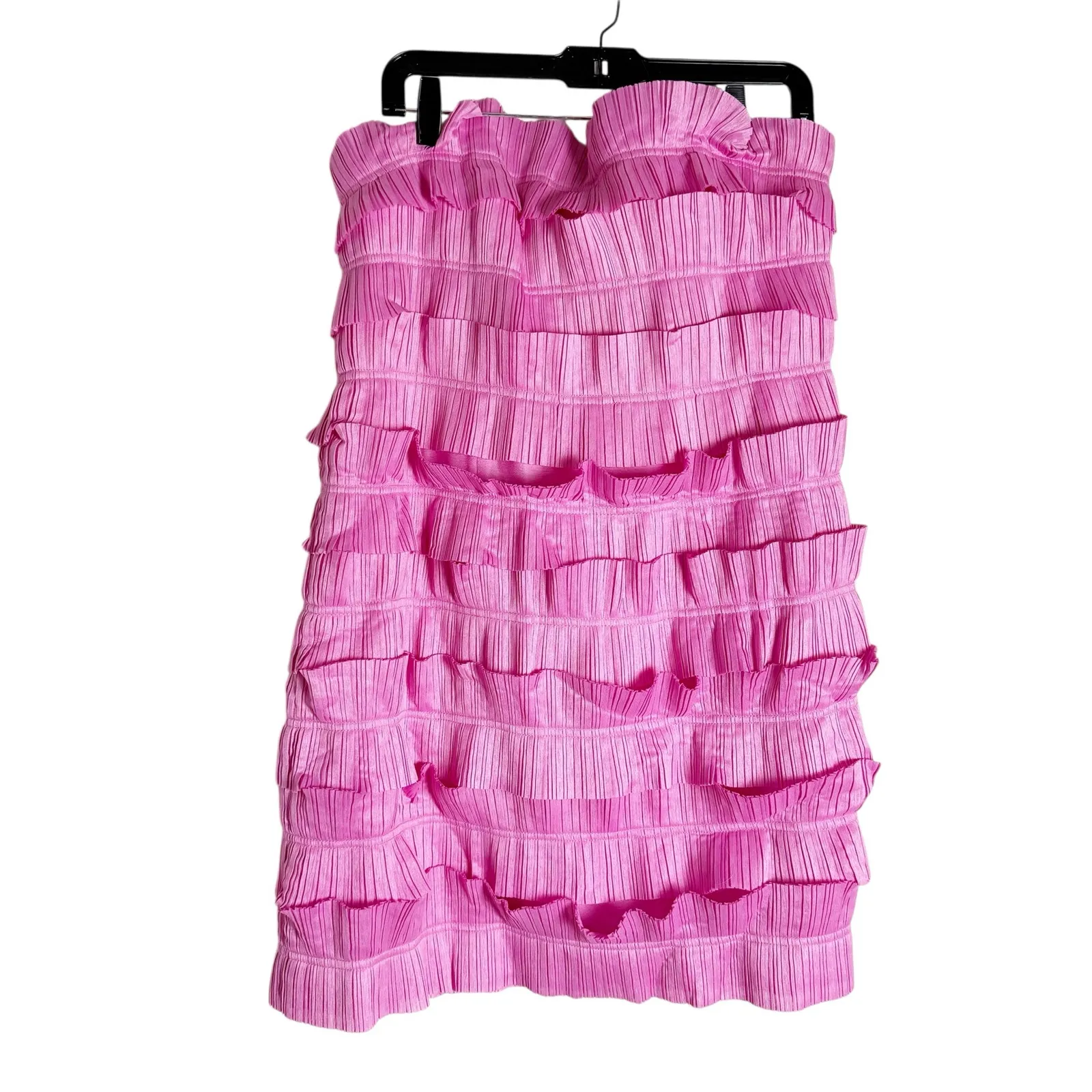 Aje Palladium Ruffled Strapless Ruffled Pleated Gauze Pink Mini Dress Size 12 - Image 5