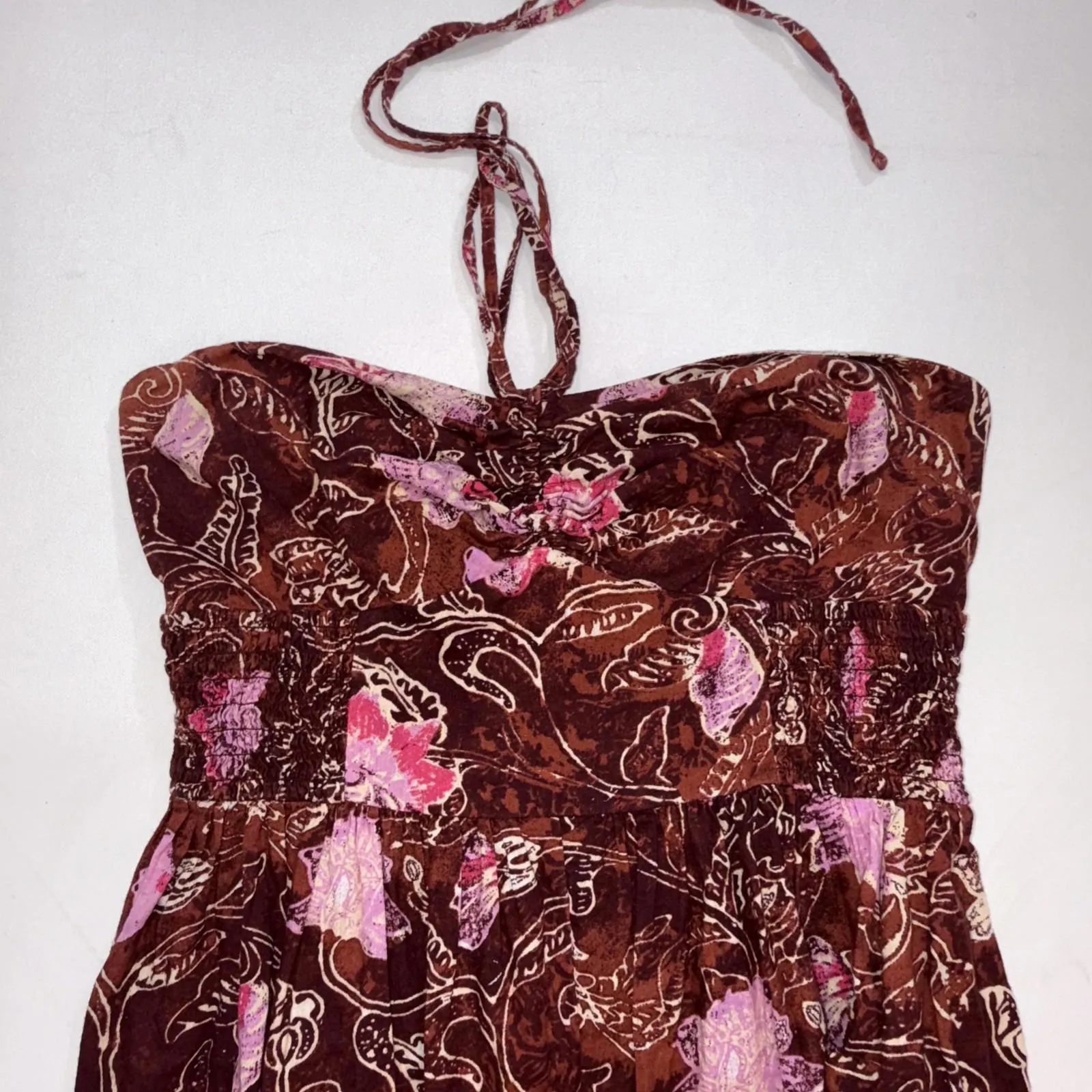 Free People Iris Halter Burgundy Pink Fairy Floral Boho Chic Breezy Legs Jumpsuit - Image 12