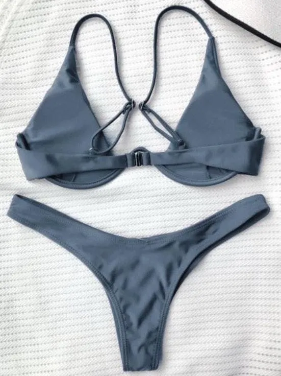 Zaful Sexy Gray Bikini - Image 2