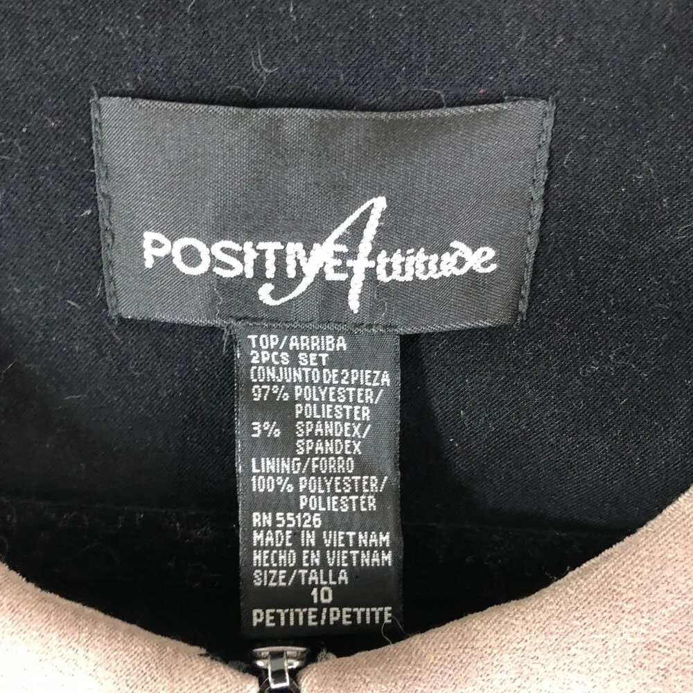 Positive Attitude Womens Jacket Full Zip Soft Colorblock Brown Black 10P - Image 4