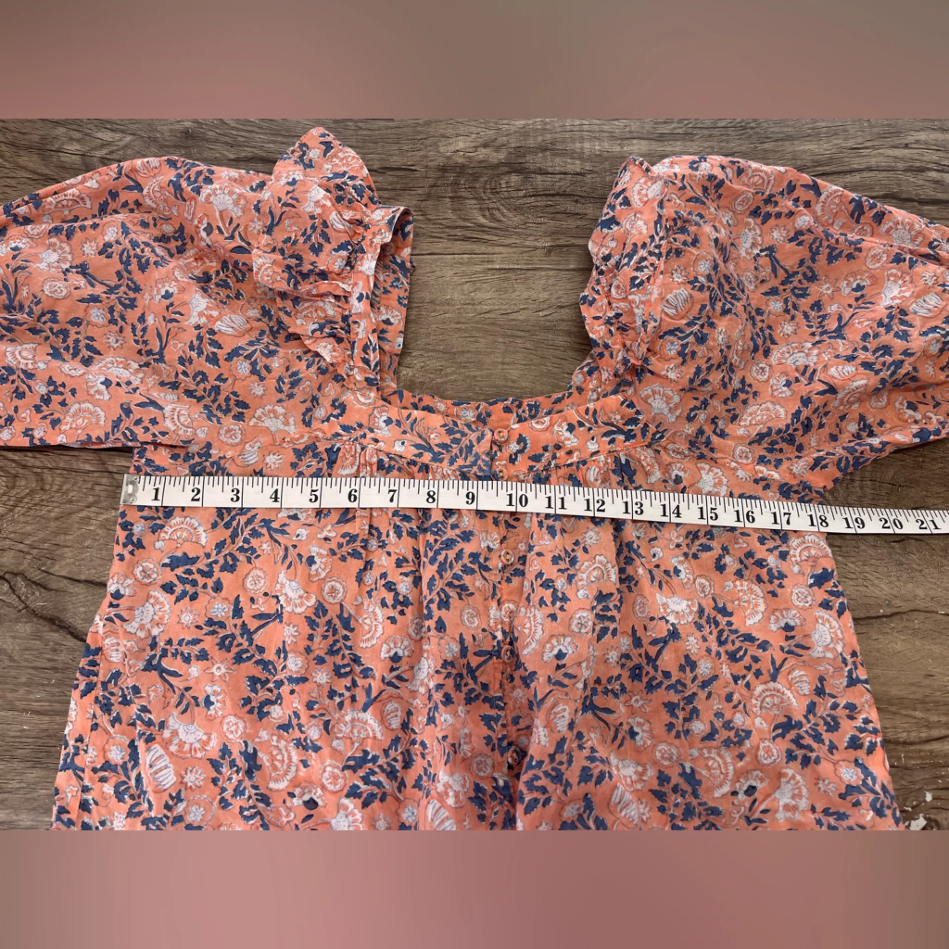 CLEOBELLA Mariana Puff Short Sleeve‎ Blouse in Peach Positano Floral size Xs - Image 5