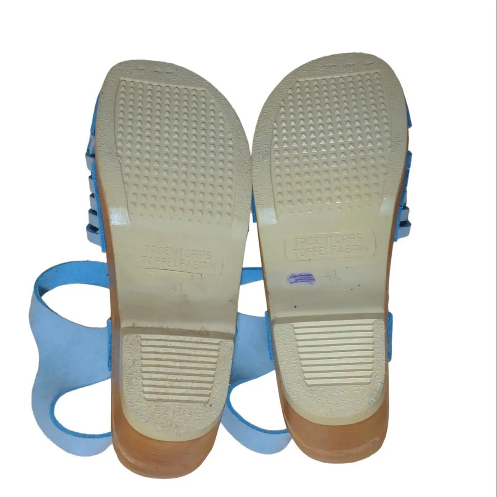Troentorp Womens Clog Sandals Blue Chunky Ankle Strap Braided Buckle Sweden 41 Size 10 - Image 7