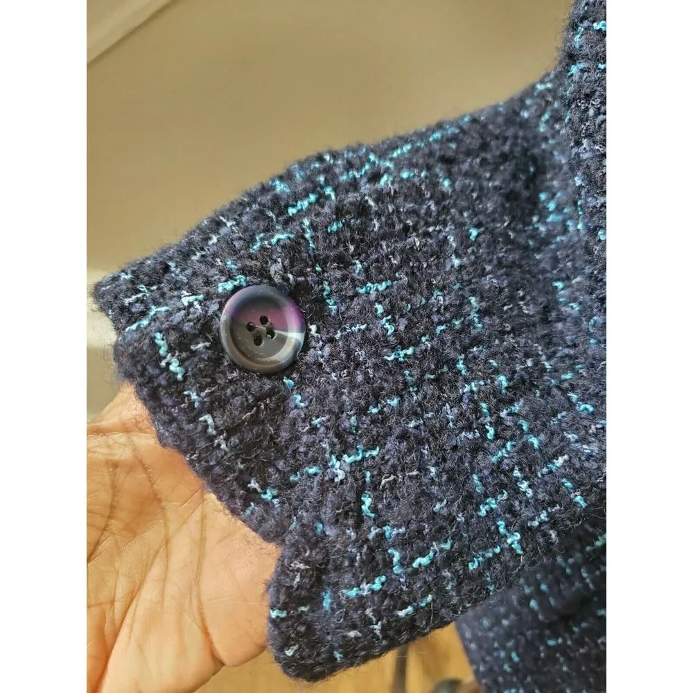 Vintage Austin Reed Cotton Collared Blazer Coat M Blue Size M - Image 10