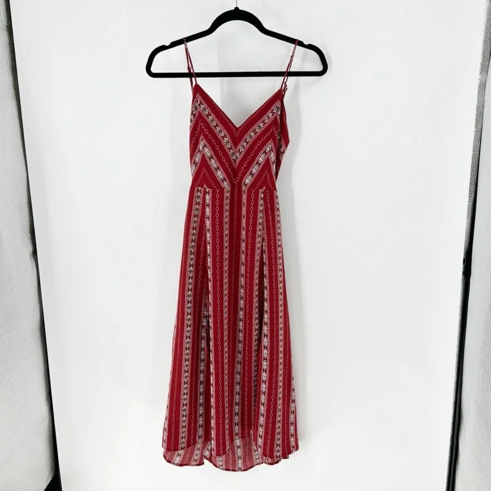 Lulus Calabash Rust Red Print Midi Dress dress up or down heels or flip flops Size XS - Image 3