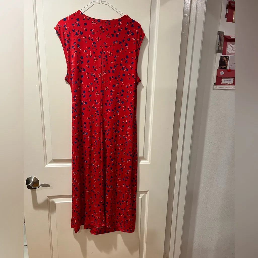 Banana Republic Red and Blue Floral Midi Dress - Image 2