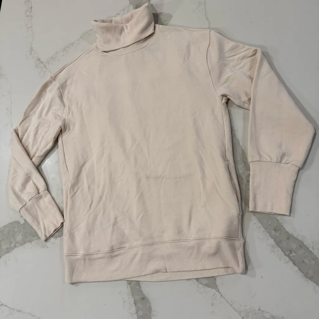 Athleta Balance Cinch Turtleneck Sweatshirt Women’s XXS Chantilly Cream Pockets - Image 6