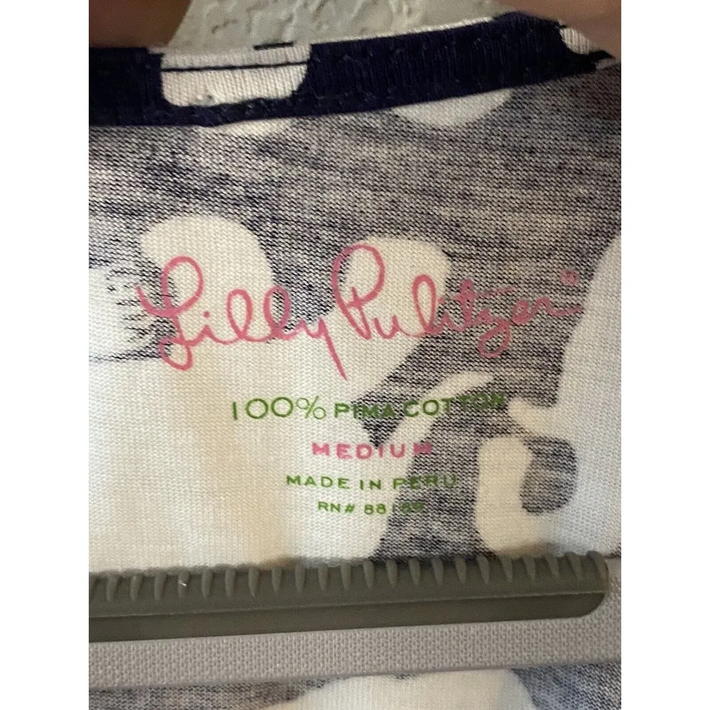 Lilly Pulitzer Womens Eliza TShirt Dress Blue White Pima Cotton Tusk in Sun Sz M - Image 3