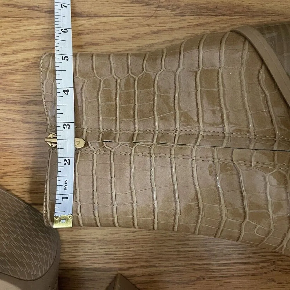 NWOB Sam Edelman Layla Croc caramel brown Embossed Square Toe Booties size 8.5 - Image 8