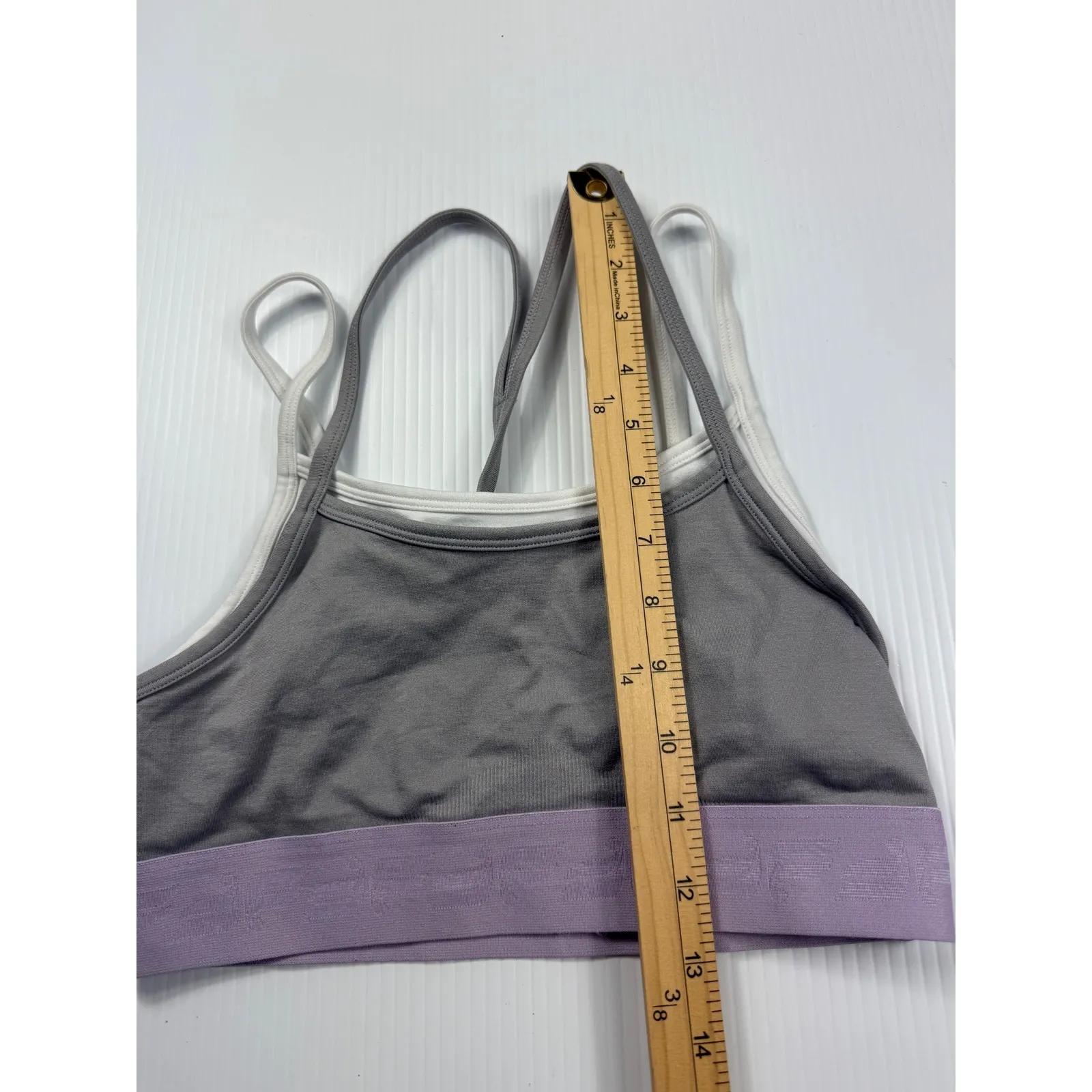 Fabletics Sports Bra Light Support Cross Back Gray Purple Athleisure S‎ - Image 3