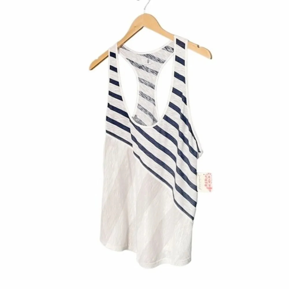 NWT Free People Keep Rolling Racerback Tank Navy Sage Combo Size Medium NEW - Image 8