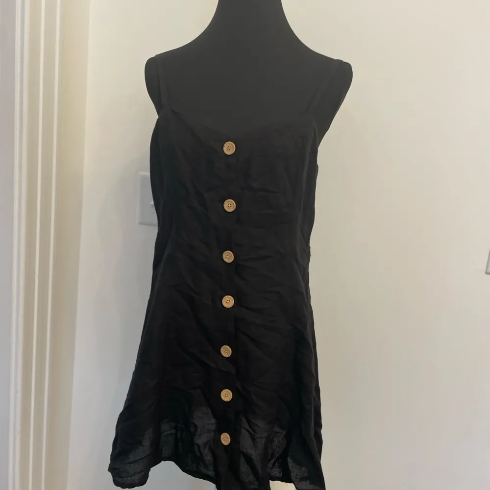 Urban Outfitters Linen Cotton Blend Button Front Strappy Back Mini Dress - Image 2