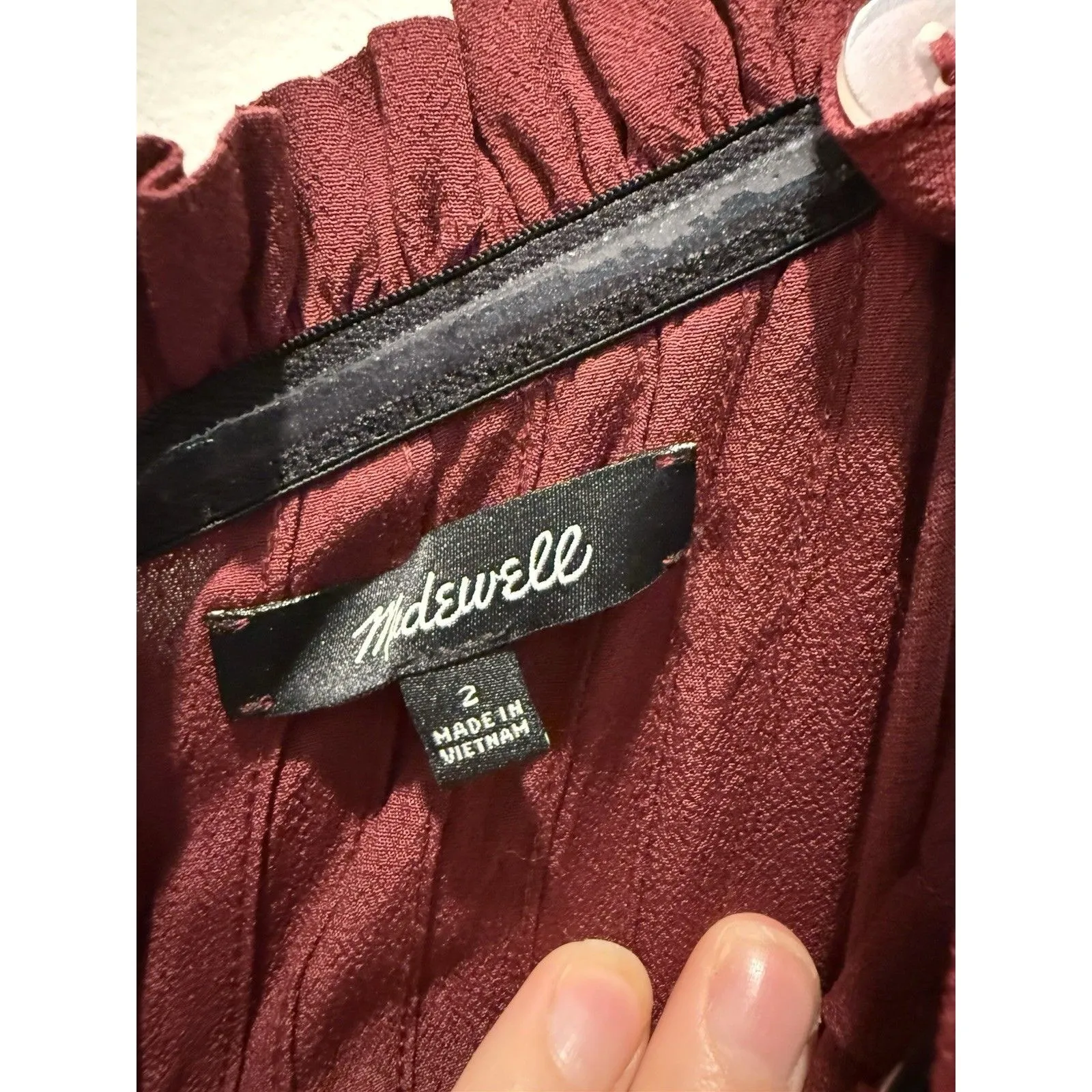 MADEWELL Burgundy Maroon Sleeveless Pintuck Cami Wide Leg Jumpsuit Womens 2 - Image 5