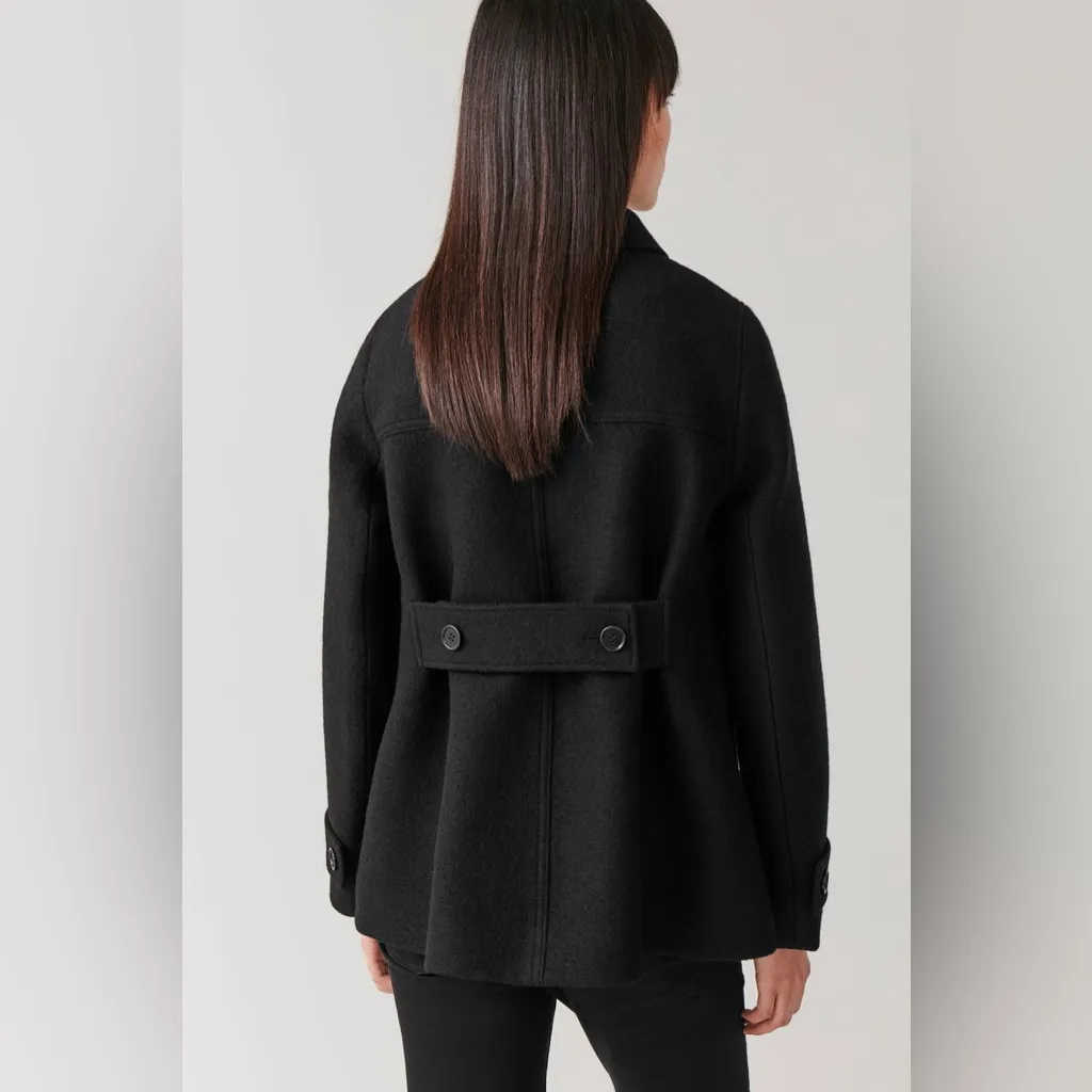 COS NWT  Black 100% Boiled Wool Jacket, Size 14 - Image 5