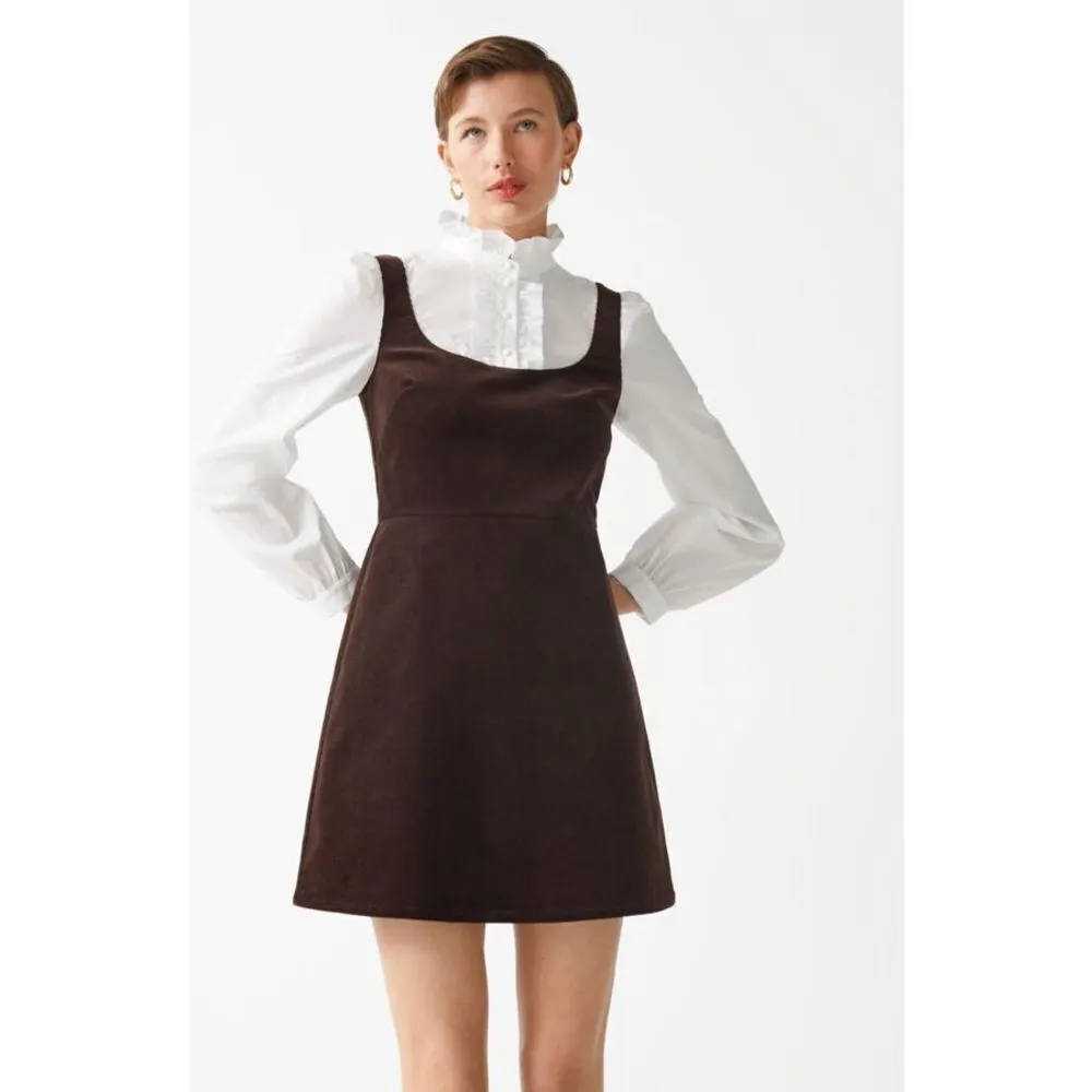 ✨& Other Stories corduroy mini shirt dress in brown and white✨ - Image 3