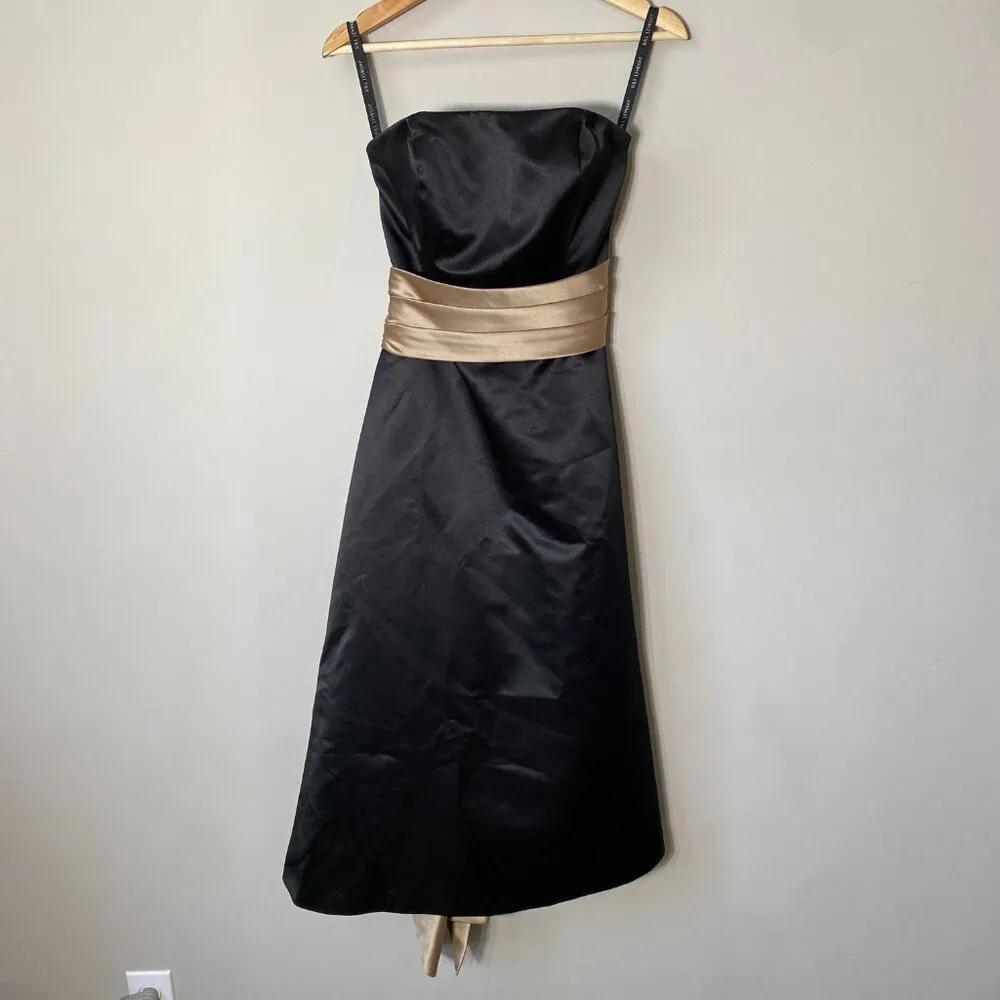 Bill Levkoff Women's Sz 6 Strapless Belted Sash Evening Formal Midi Dress Black - Image 4