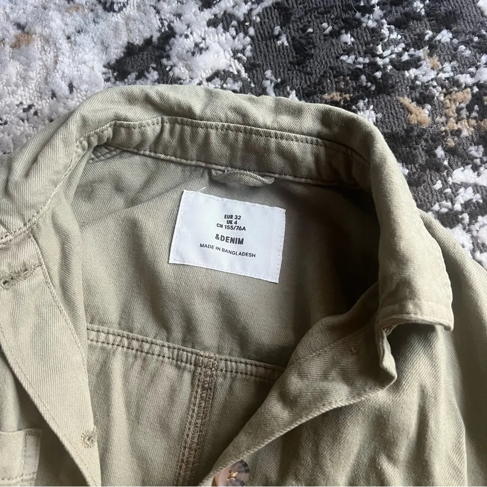 &Denim Army Green Denim Utility Jacket - Image 2