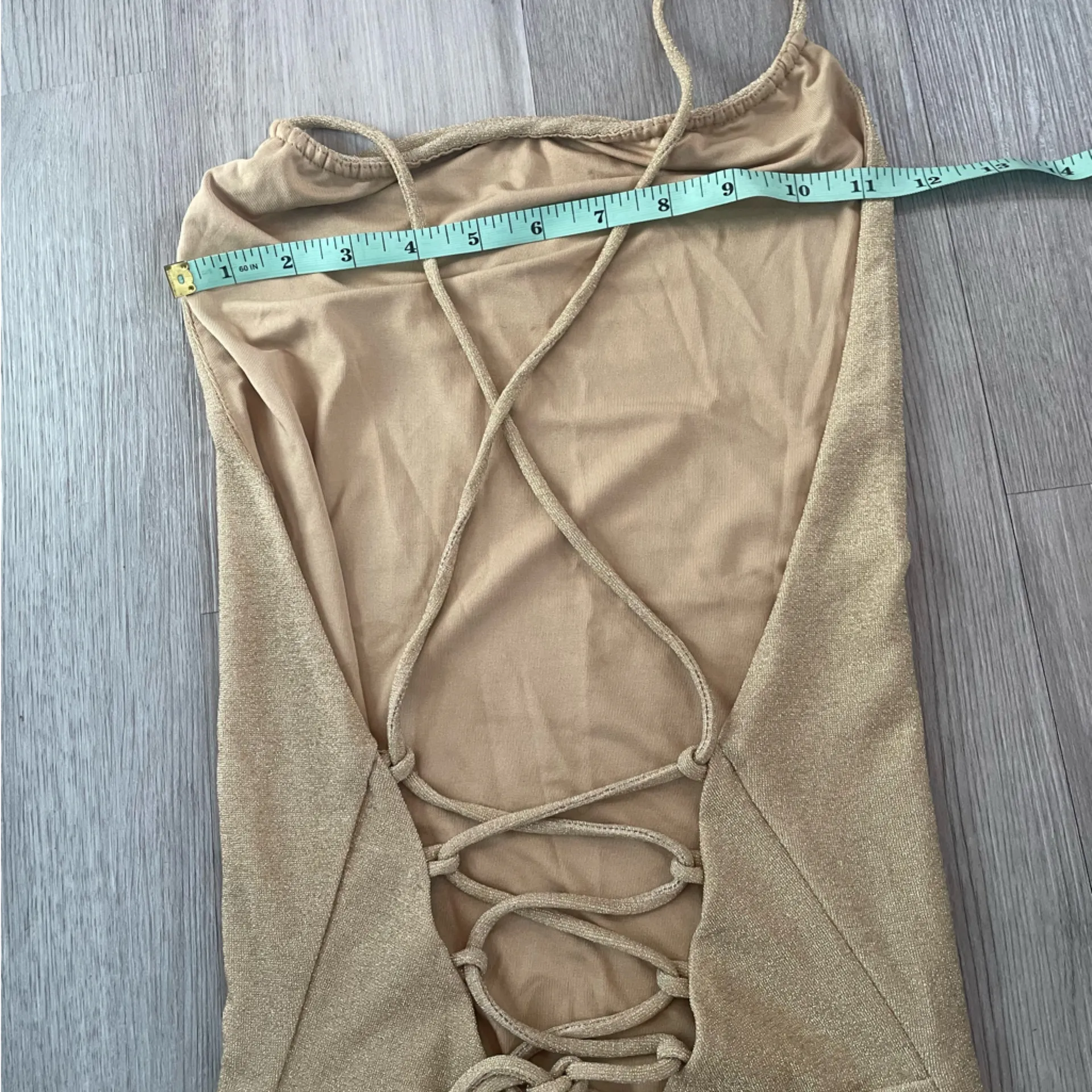 Misha Greta Gold Champagne Metallic Halter Midi Dress Size 4 Revolve Backless - Image 12