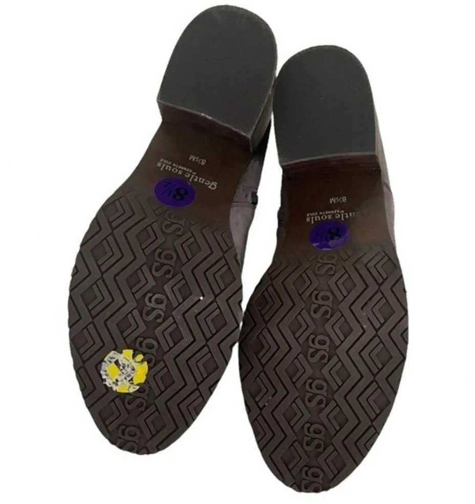 KENNETH COLE Gentle Souls Taupe Suede Booties Chunk Heel Side Zip Size 8.5 - Image 4