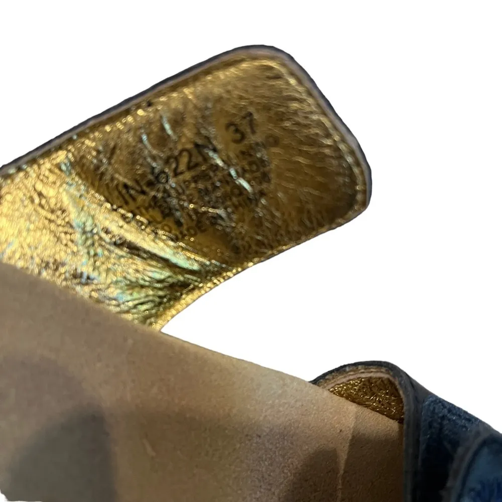 Alegria LIN-622N Blue Floral Embroidered Wedge Sandals, Sz 37 - Image 15