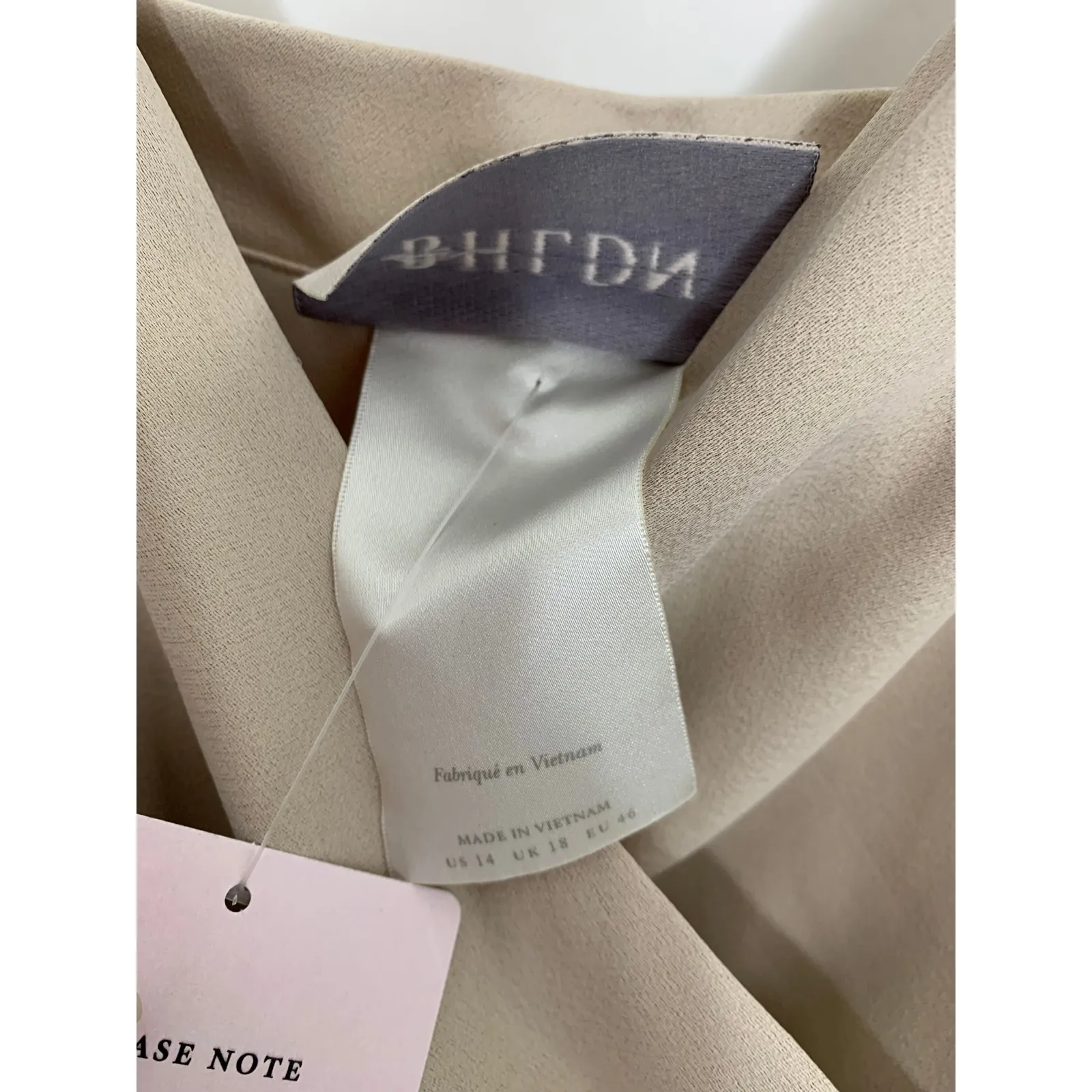 BHLDN Freya Satin Charmeuse Dress in Oyster Neutral Nude Womens US14 New - Image 11