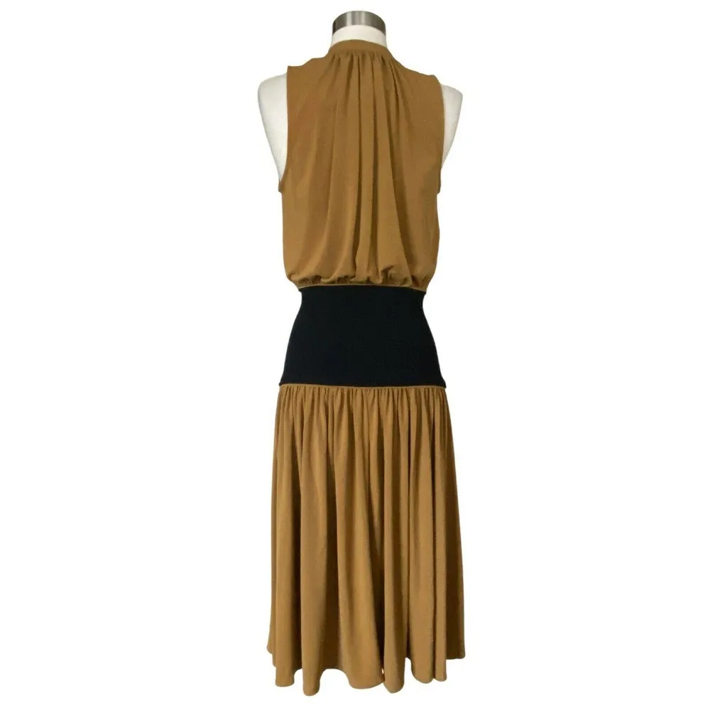 PROENZA SCHOULER Button Down Dress Knit Waistband Belt Brown Black Tie 4 NWT - Image 6