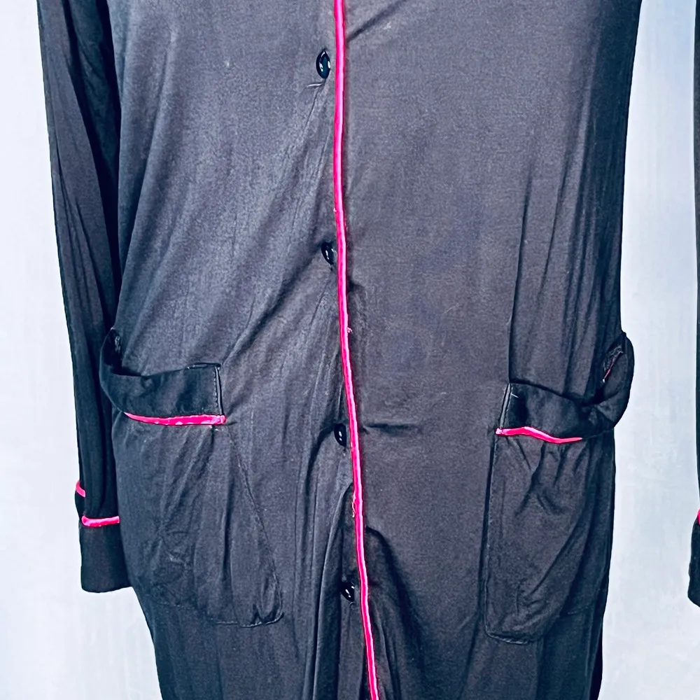 Ekouaer Black and Pink Lightweight Button Down Robe New S - Image 3