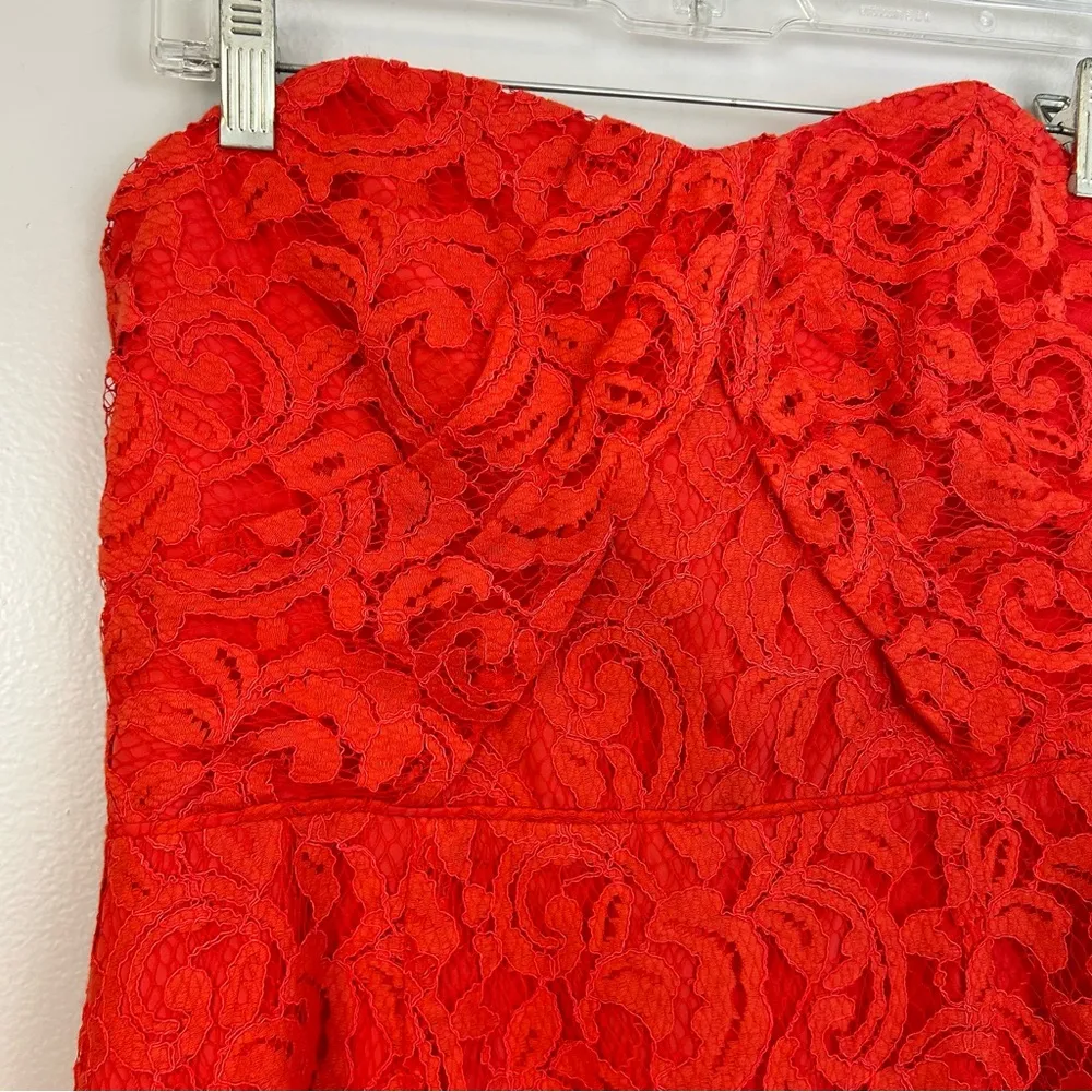 NWT J. Crew Kelsey Poppy Red Leavers Lace Strapless Sheath/Mini Dress Size 8 - Image 3