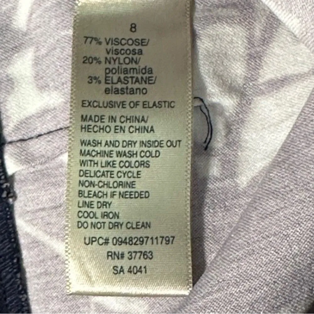 Rafaella Capris Pants White With Blue And Tan Floral Super Cute Sz 8 - Image 4