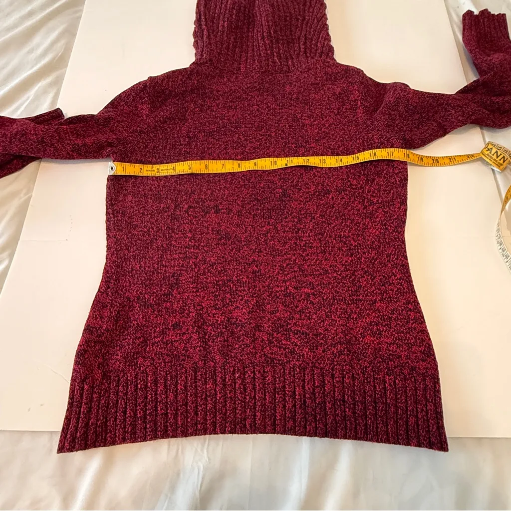 Lauren Jeans Co. Speckled Cotton Cowl Neck Sweater Red Black Size Large - Image 5