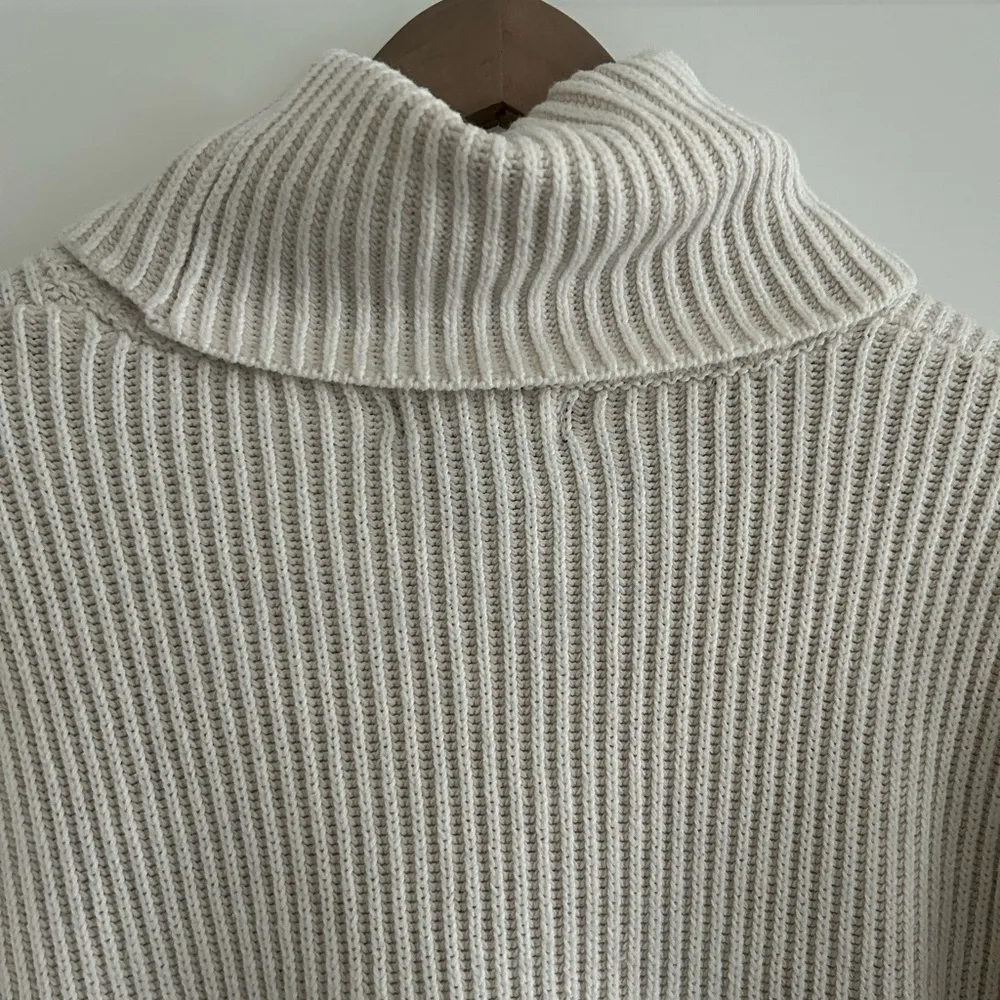 Rachel Zoe Ribbed Turtleneck Sweater Cream Tan Size M - Image 8