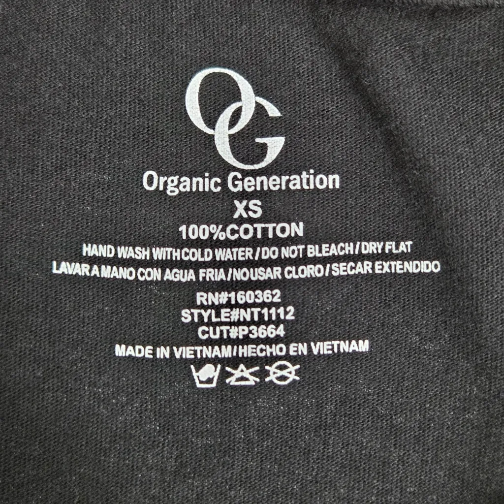 Organic Generation Black Graphic Short Sleeve Crop‎ Tee Endless Summer Skeleton Size XS - Image 6