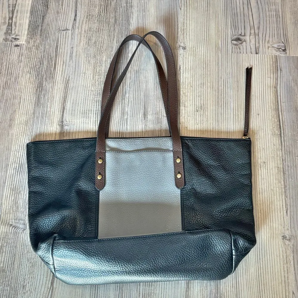 Fossil Jenna Color Block Pebbled Leather Shoulder Bag Tote - Image 3