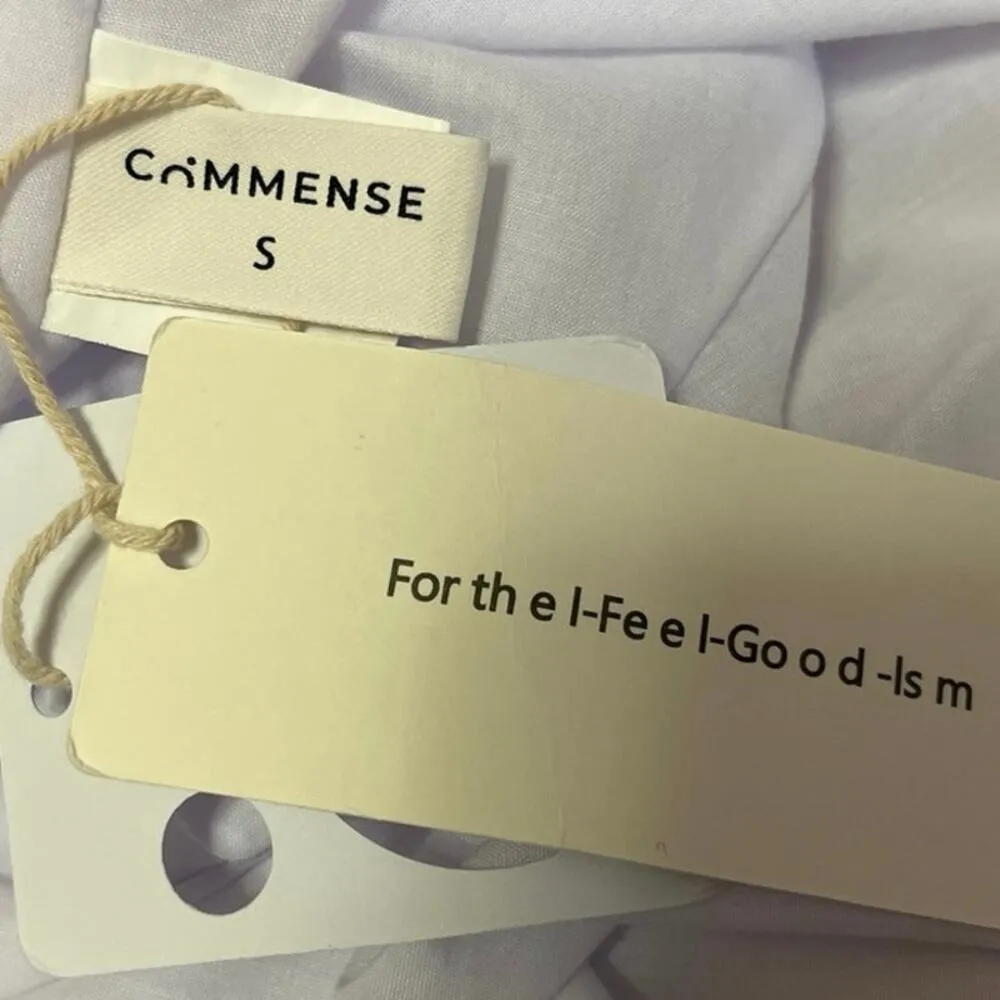 Commense Women's White V Neck Backless Drawstring A Line Flare Mini Dress Size S - Image 7