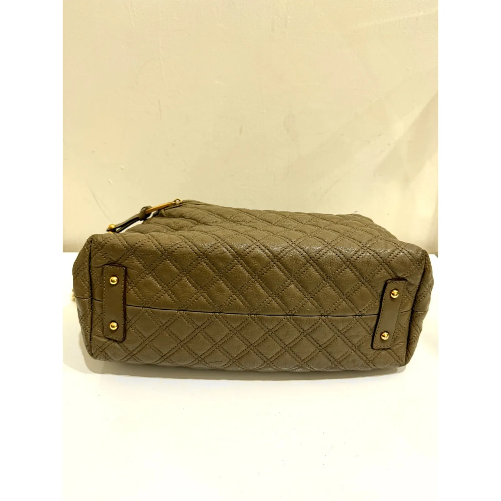 Marc Jacobs Quilted Leather Chain Stam Hobo Bag Olive Taupe Women's - Image 9