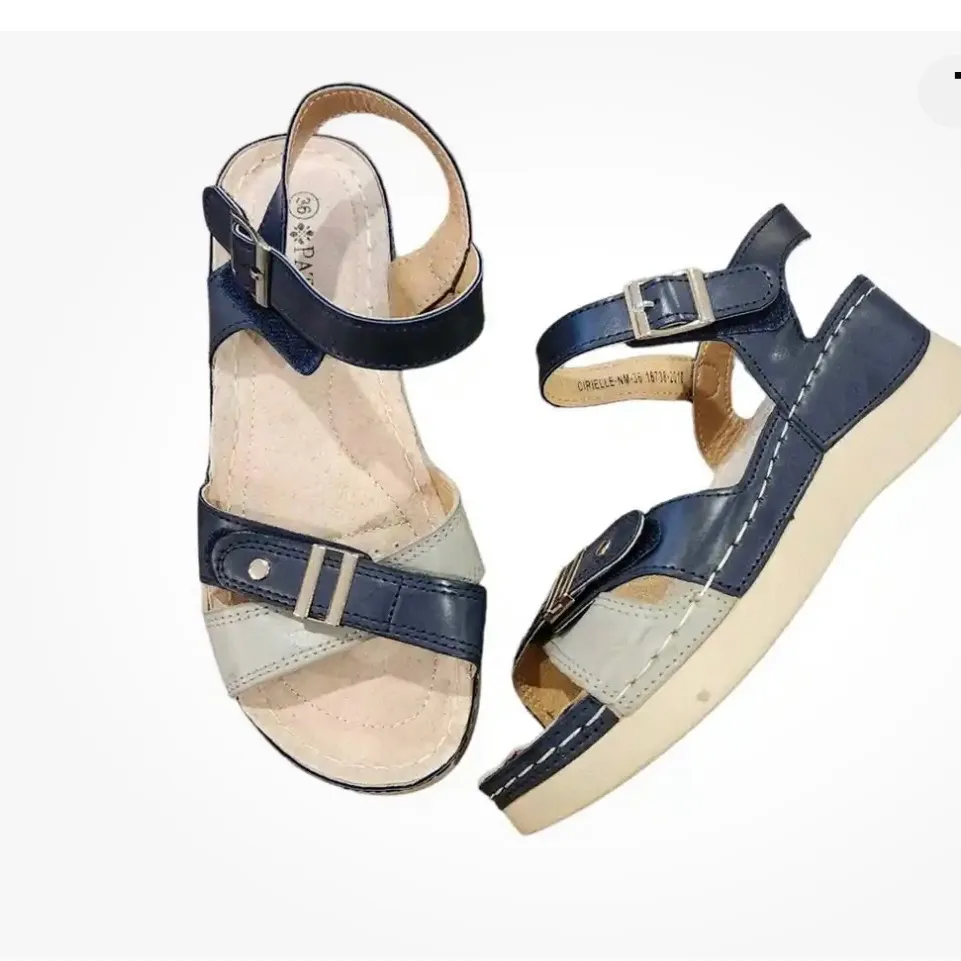 PATRIZIA BY SPRING STEP CIRIELLE PLATFORM SANDALS NAVY GRAY US 8 - Image 2