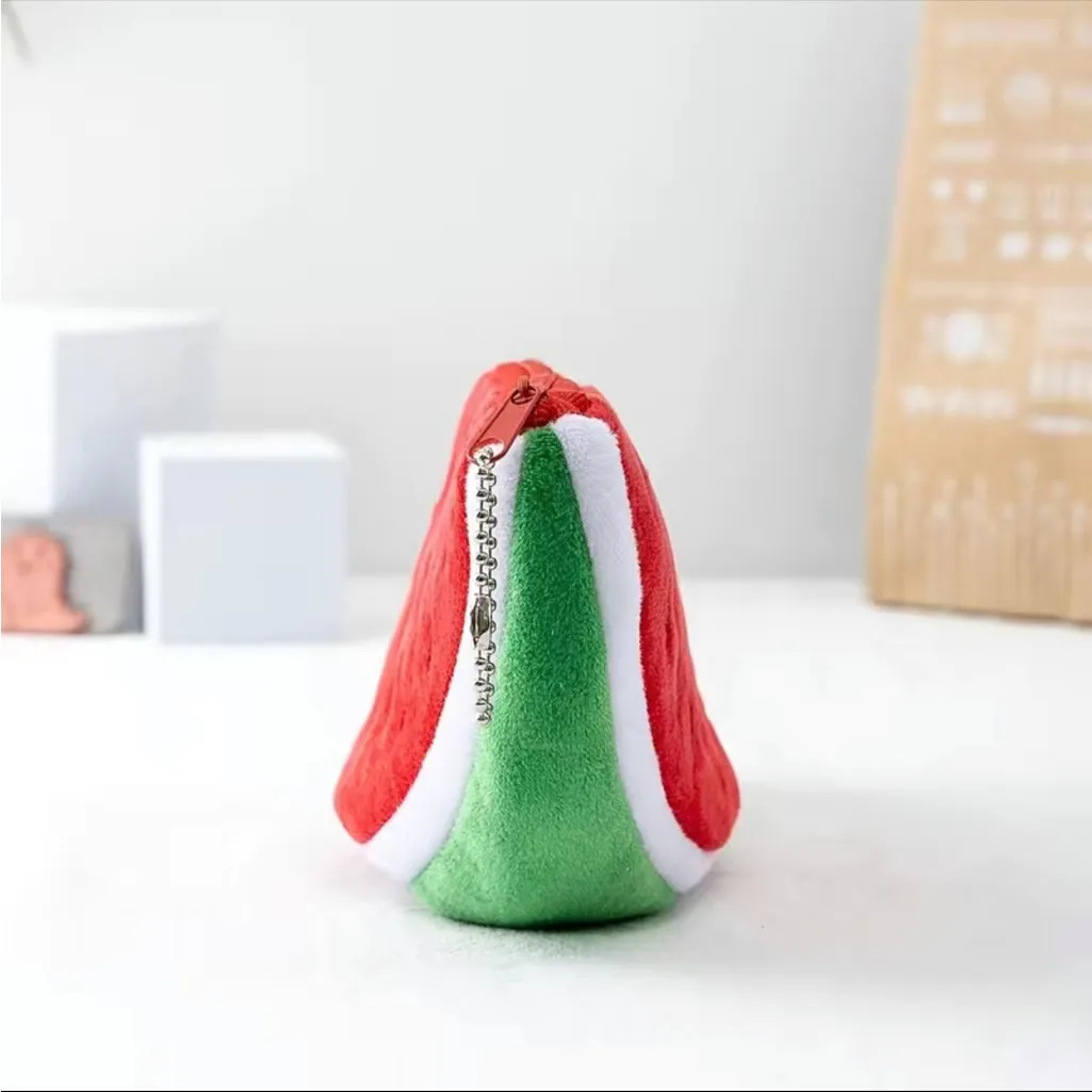 Cute Watermelon Shape Makeup Bag, Coin Purse, Storage Zipper‎ Bag Green - Image 4