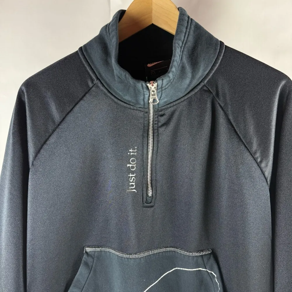 Nike Women's Large Icon Clash 1/4 Zip Black Silver Pullover Fleece - Image 9