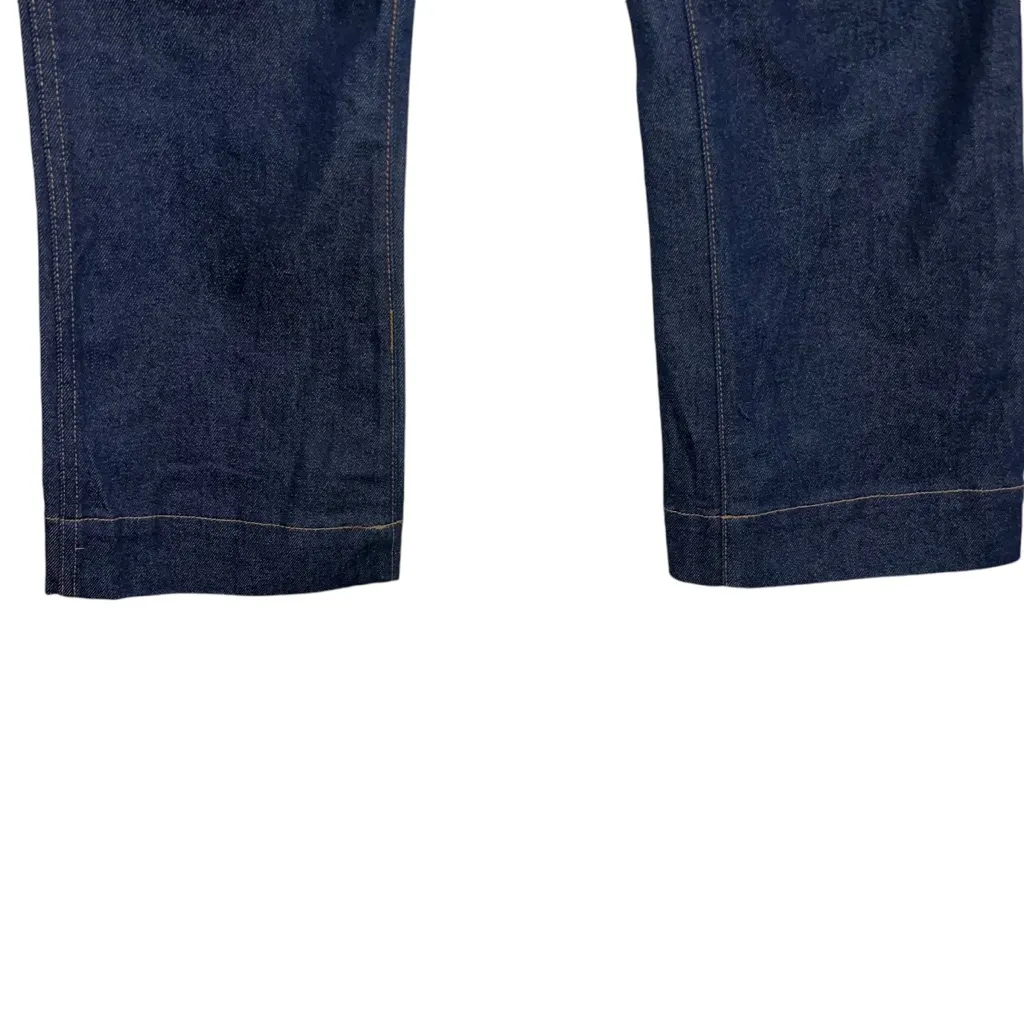 NEW NWOT KHAITE Raquel Patch Pocket Cropped Flare Jean In Raw Wash Dark Wash - Image 6