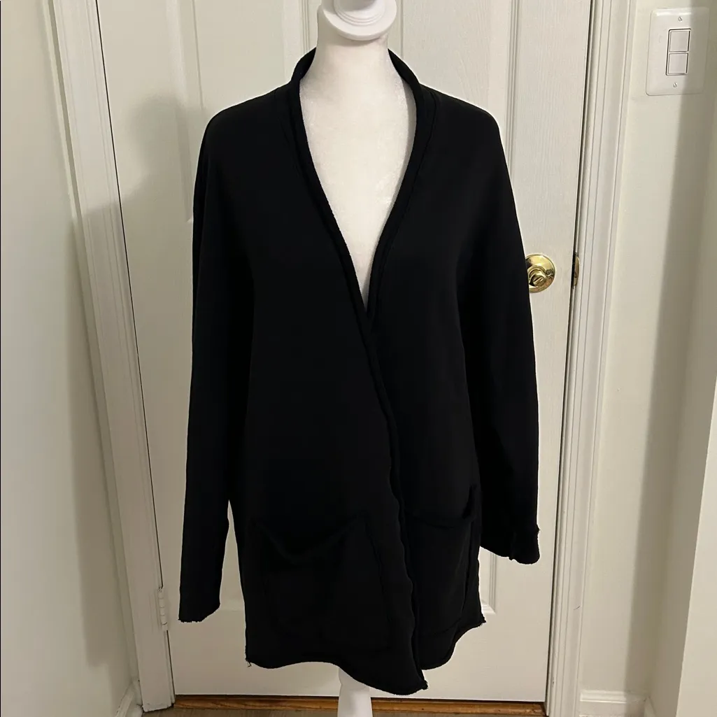 Frank & Eileen Barbara Beach Cotton Cardigan Triple Fleece Black New Size Medium - Image 7