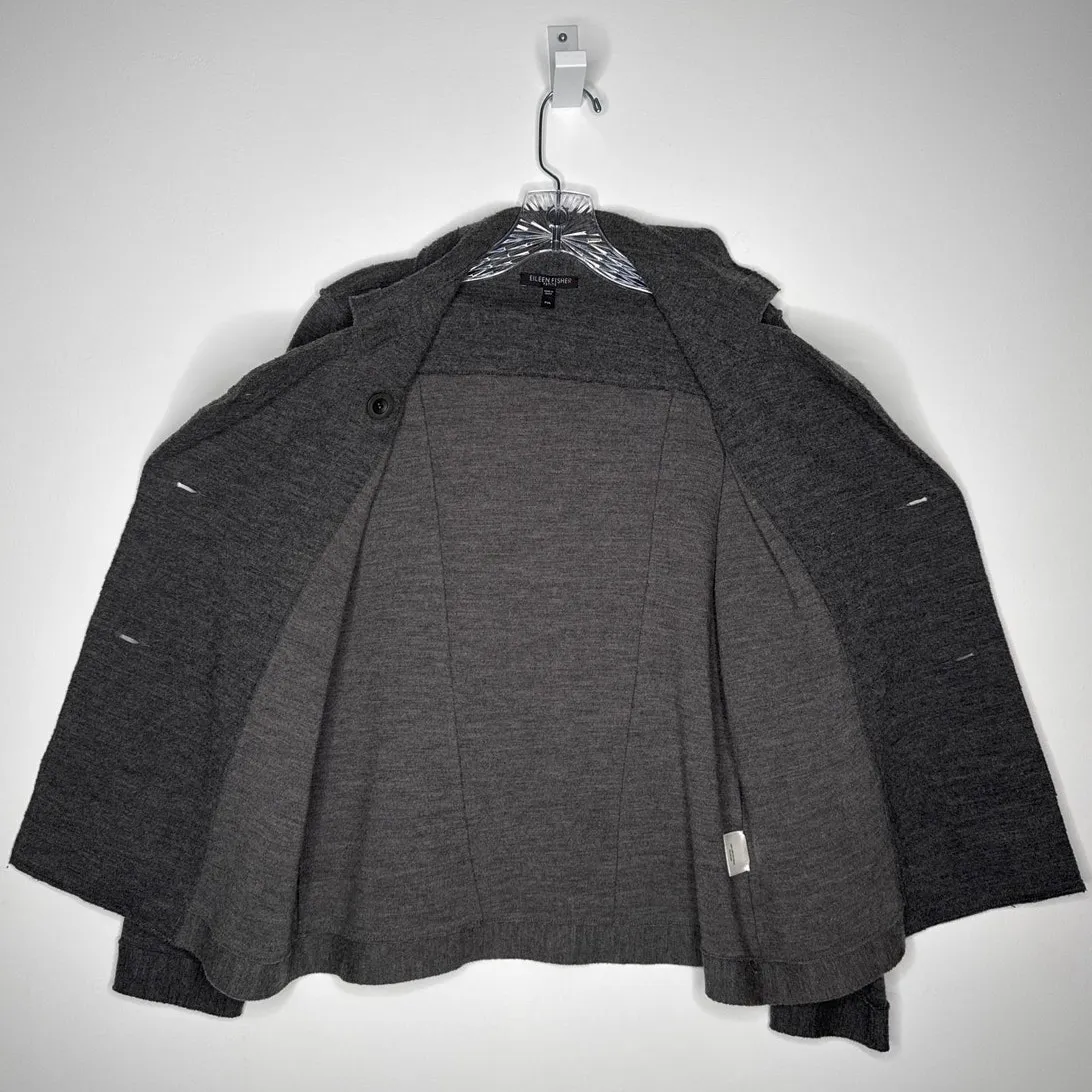 Eileen Fisher Petite Merino Wool Double-Breasted Peacoat Sweater Jacket medium P - Image 11