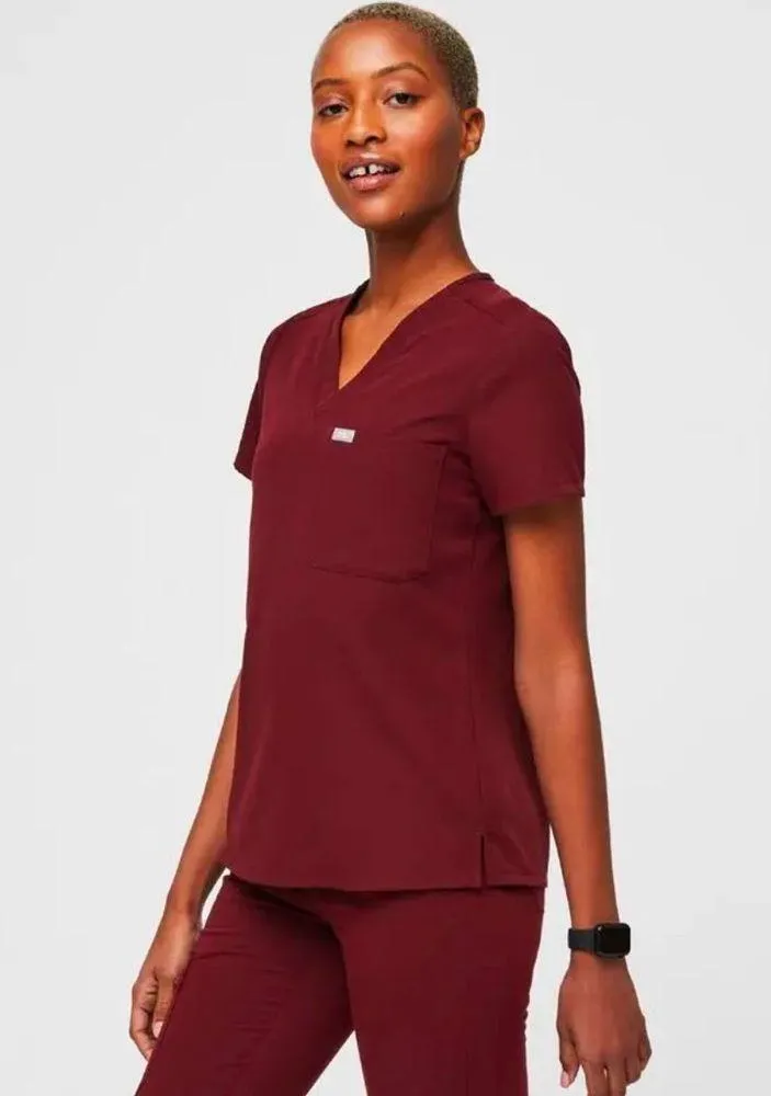 FIGS  SCRUBS Burgundy Catarina One-Pocket Top Style FW1000 Size XS - Image 4