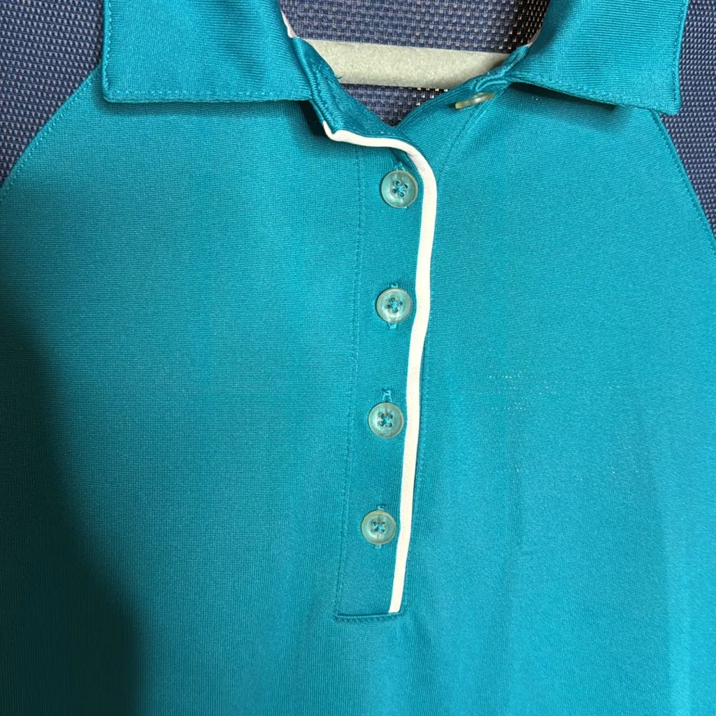 Nike Women's DRI-FIT Sleeveless Teal Blue Polo Golf Shirt Size Medium - Image 6