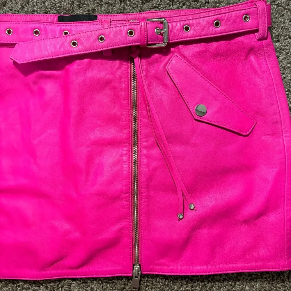 Retrofete Ambra Leather Skirt Knockout Pink - Image 6