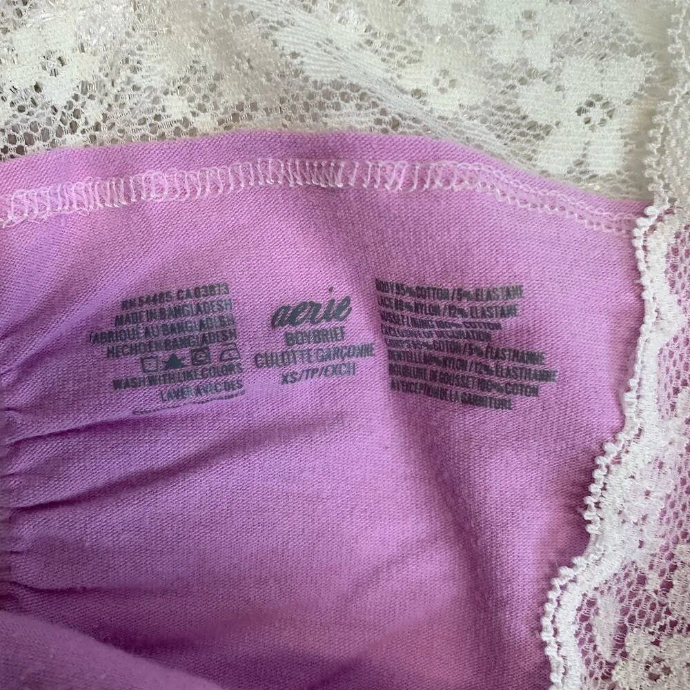Aerie Pink Lace Trimmed Boybrief Sz XS Ruched Back - Image 3