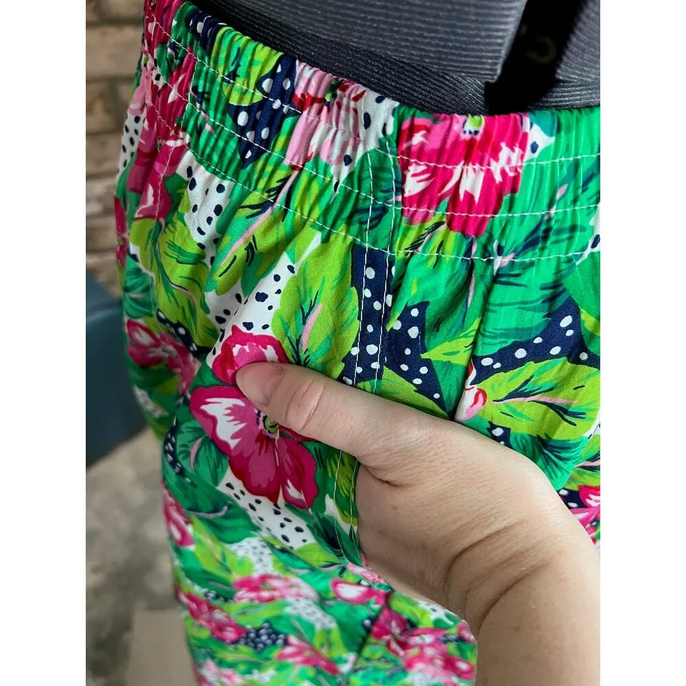 high waisted shorts bermuda floral green pink 1980s Barbiecore - Image 3