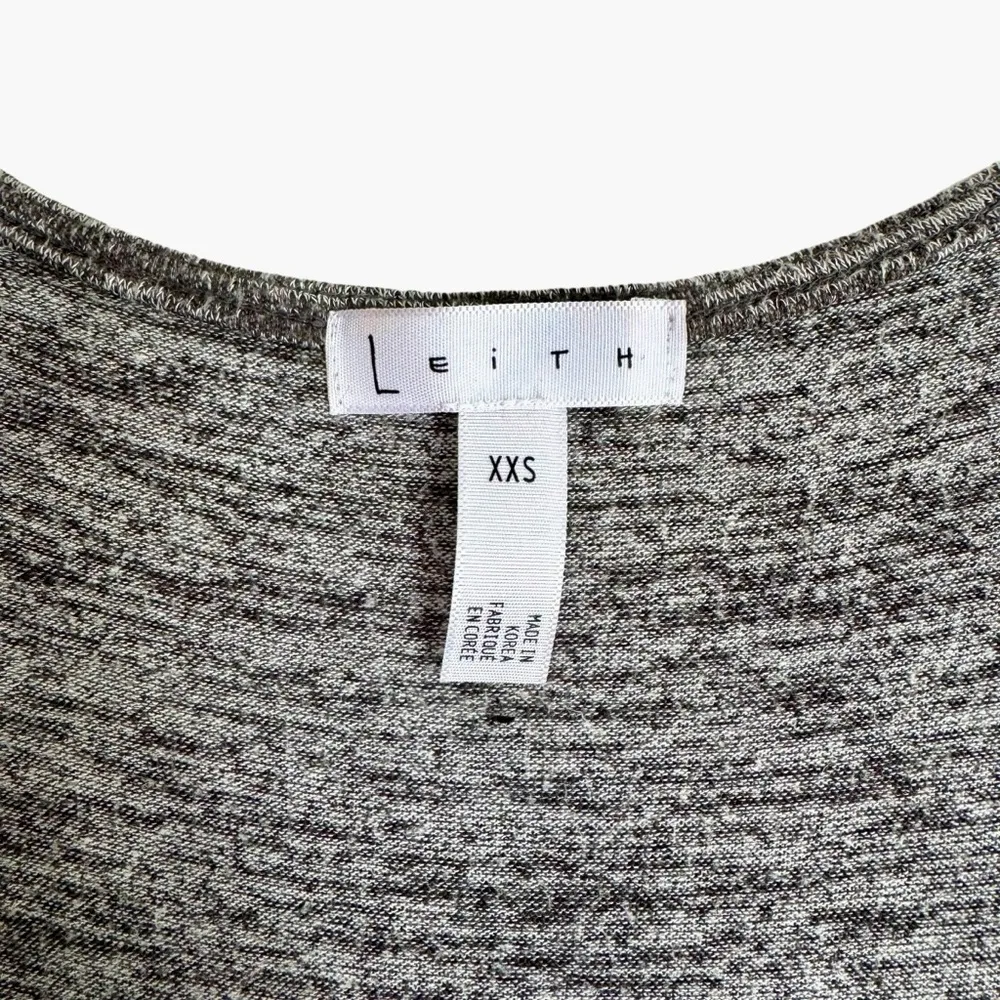 Leith Ruched Wrap Front Tank Midi Dress V-neck Sleeveless Grey Soft Casual XXS - Image 3